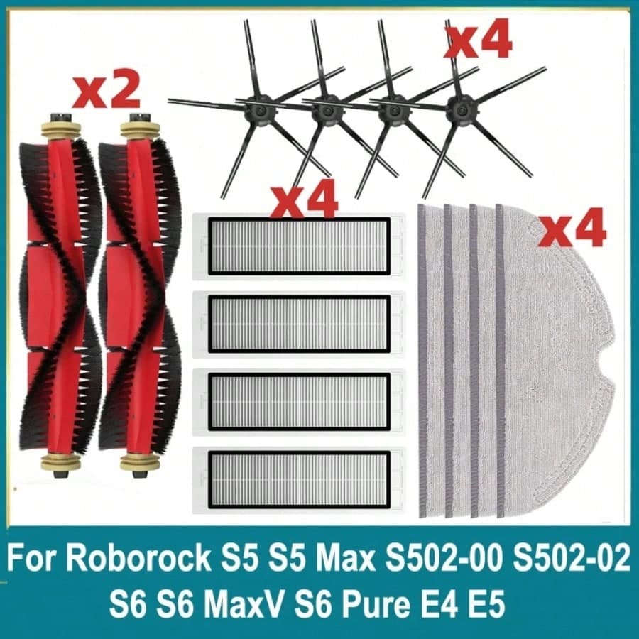 Mop filtre HEPA pour aspirateur robot Roborock S5 S502-00 S502-02 S5 Max S6 S6 MaxV S6 Pure E4 E5, pièces de rechange de brosse principale et