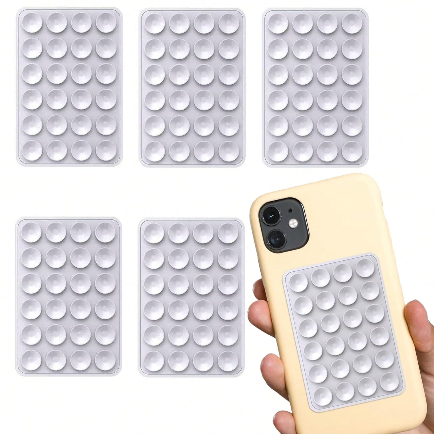 5PCS Étui de téléphone à aspiration en silicone Adhesive Mount