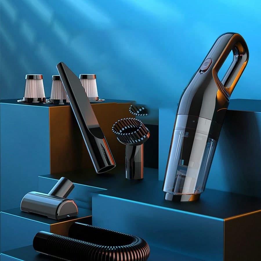 Aspirateur à main sans fil avec une puissance de 120W et une aspiration de 6000pa, rechargeable et portable avec lumière LED pour le nettoyage de la